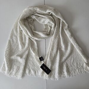 NWT Style & Co Textured Metallic Ivory White Silver Sheer Gauze Scarf‎ 25×80 In